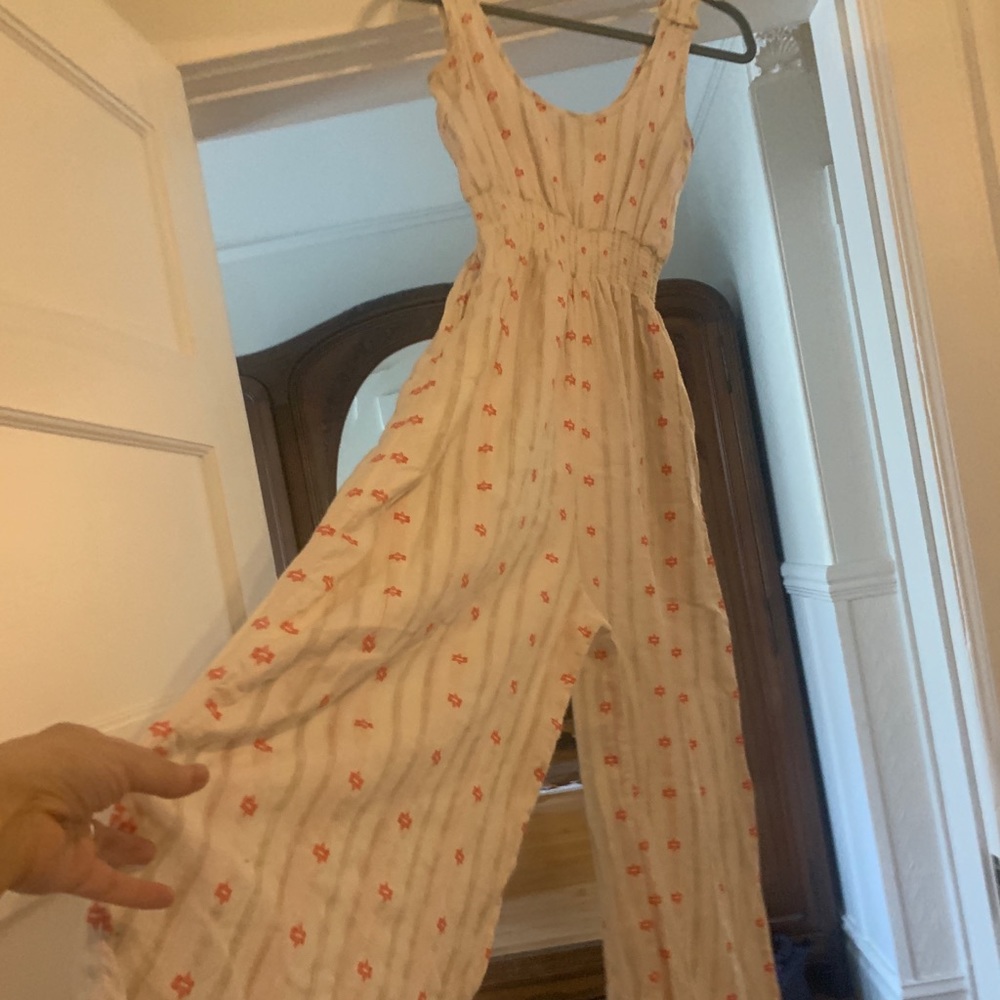 Ace & jig nwot gorgeous white and salmon wide leg romper xxs